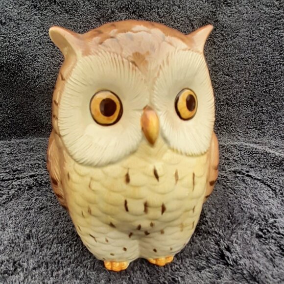 Otagiri Mid Century OMC Japan Owl Bird Piggy Hand Painted 5" Ceramic Coin Bank - Picture 8 of 8